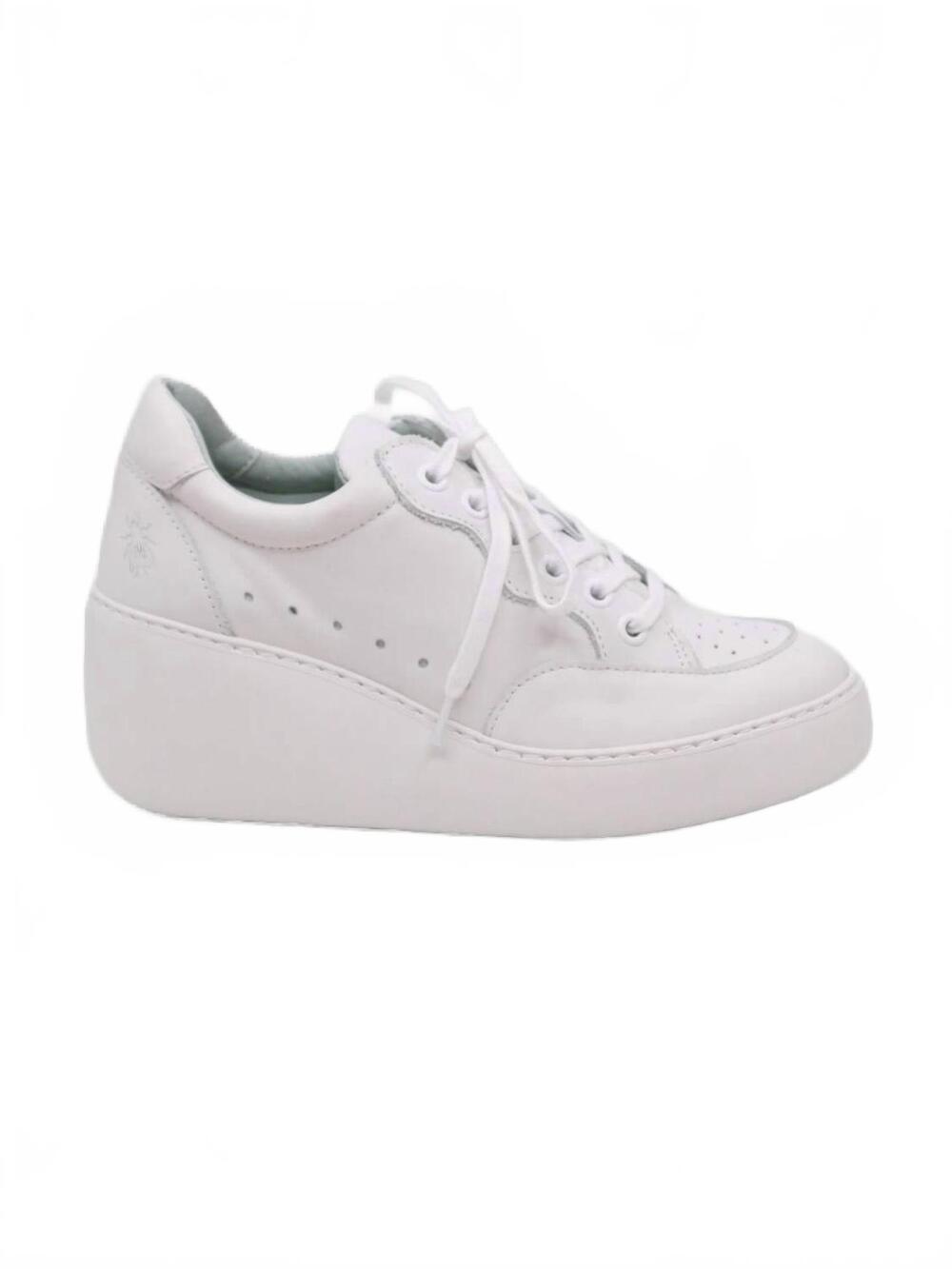 NEW FLY LONDON women's derk platform wedge sneaker in white